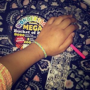 Blue and yellow rubber band bracelet